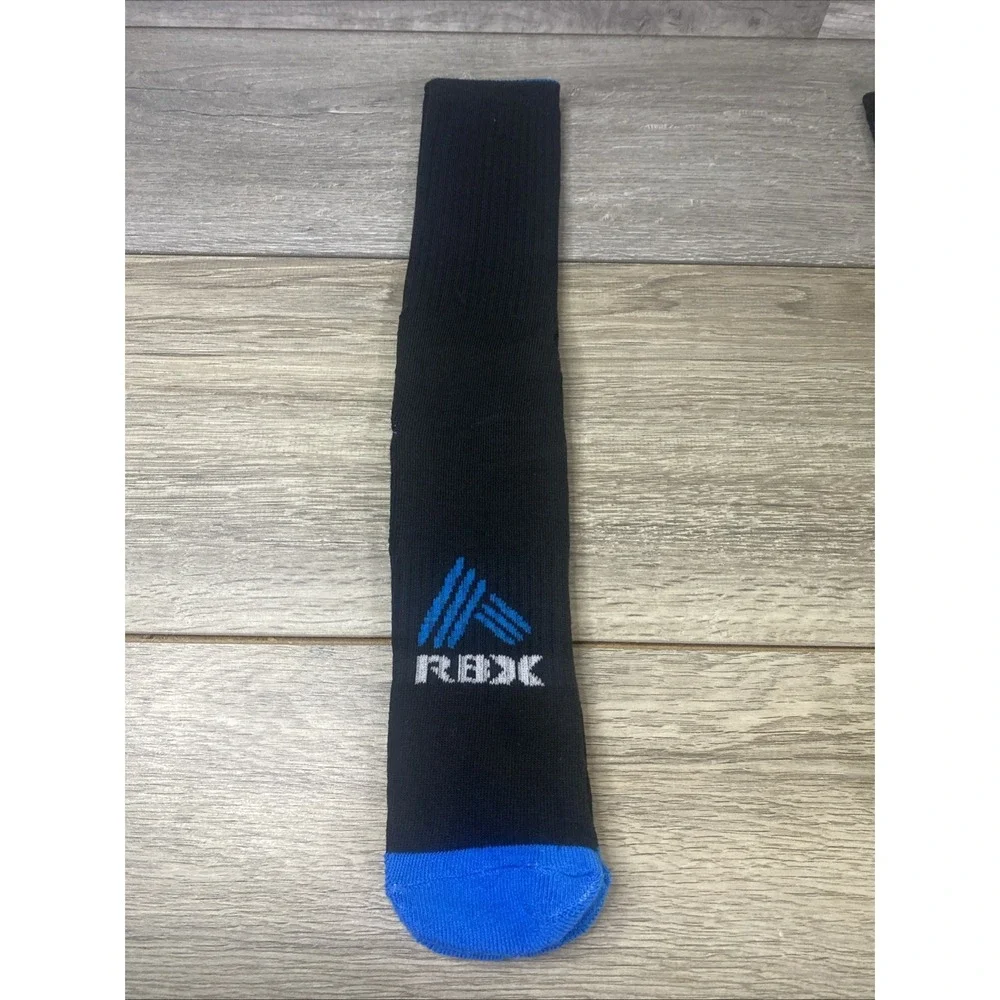RBX Mens Crew Socks Black Blue‎ Athletic Performance Arch Support Cushioned 1 Pr